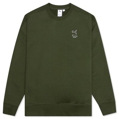 

Puma x Maison Kitsune Crewneck Мужская винтовка Зеленая спортивная толстовка с круглым вырезом, Зеленый
