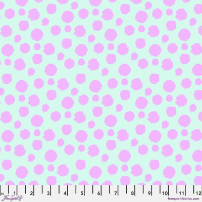 NEW! TULA PINK TABBY ROAD DEJA VU FUR BALL IN TECHNOMINT COTTON FABRIC 1/2 YD