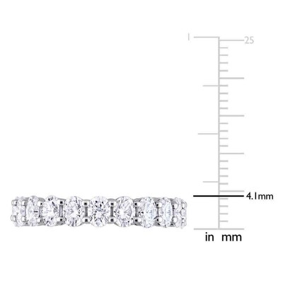 Pre-owned Amour 4 Ct Dew Created Moissanite Eternity Ring In 14k White Gold Amr-jms0072447