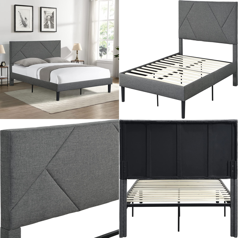 Upholstered Headboard Wooden Slats Support No Box Spring Nee