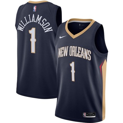 Nike New Orleans Pelicans Zion Williamson Navy Dri Fit Swingman Jersey M NEW 110