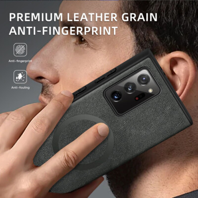 For Samsung Galaxy Note20 Ultra Note10 Slim PU Leather Soft Bumper Magnetic Case