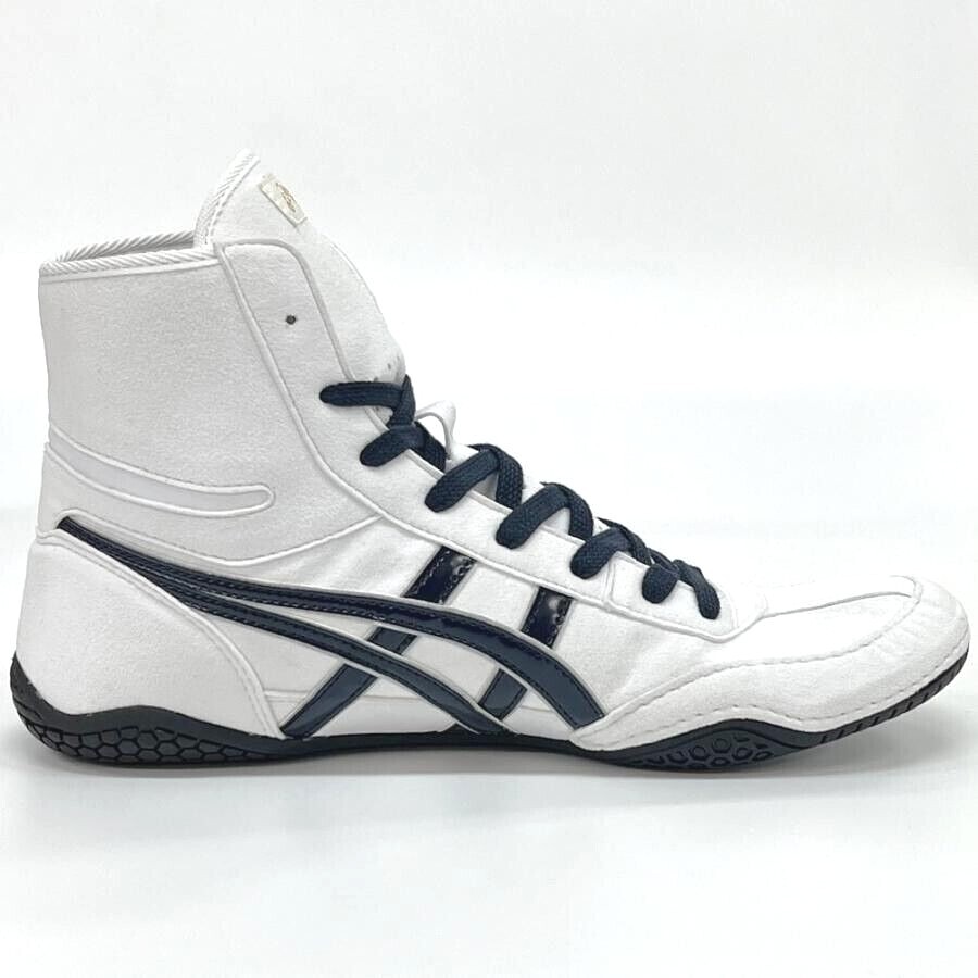 Pre-owned Asics Wrestling Shoes 1083a001 White/navy(silver) Ex-eo(twr900) Successor Aw:wt In White,navy(silver)