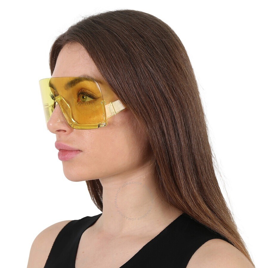 Pre-owned Gucci Gg1631s 009 Yellow Bright Yellow Shield Unisex Sunglasses