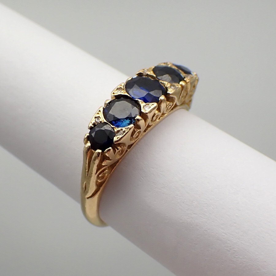 Sapphire and Diamond Ring English 18K Gold | eBay
