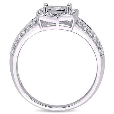 Pre-owned Amour 1/5 Ct Tw Diamond Vintage Split Shank Ring In 10k White Gold