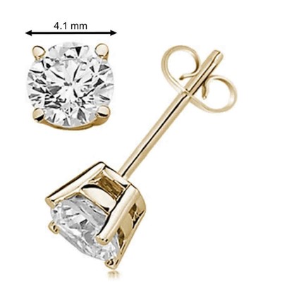 Pre-owned Maulijewels 1/2 Carat Round Diamond Stud Earrings, 14k White/yellow Gold