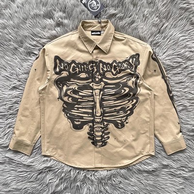 Hell Studios star Airbrushed Bones Shirt Skull Polo Long sleeved Shirt