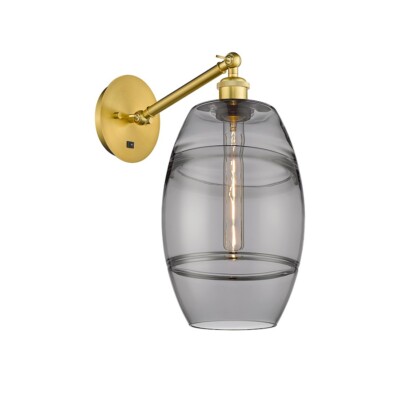Innovations 317-1W Vaz 1Lt 8'' Sconce, U/D Arm, GD/SM - 317-1W-SG-G557-8SM