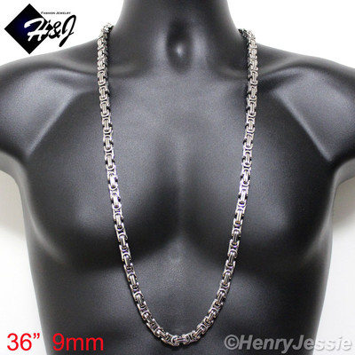 18-40"MEN's Stainless Steel 4mm/6mm/9mm Silver Byzantine Box Link Chain Necklace