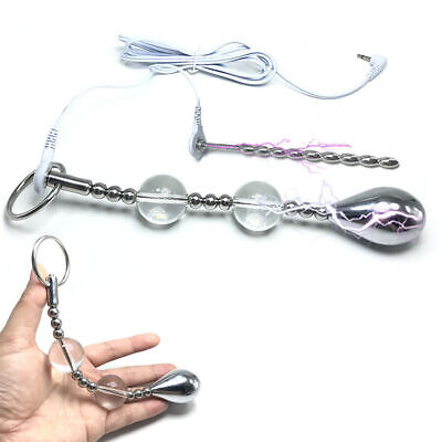 Electric E-Stim Urethral Sounding Stretcher Penis Plug Beads Dilator Unisex NEW