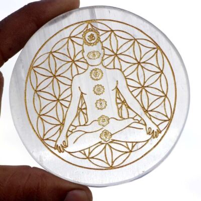 7 Chakra Signs Crystal Meditation Bar Chakra Selenite Energy Healing 3.1'' GW