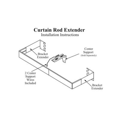 VALANCE CURTAIN ROD EXTENDER KIT ~ 1 Pair BRACKETS with 2 Wire CENTER SUPPORTS