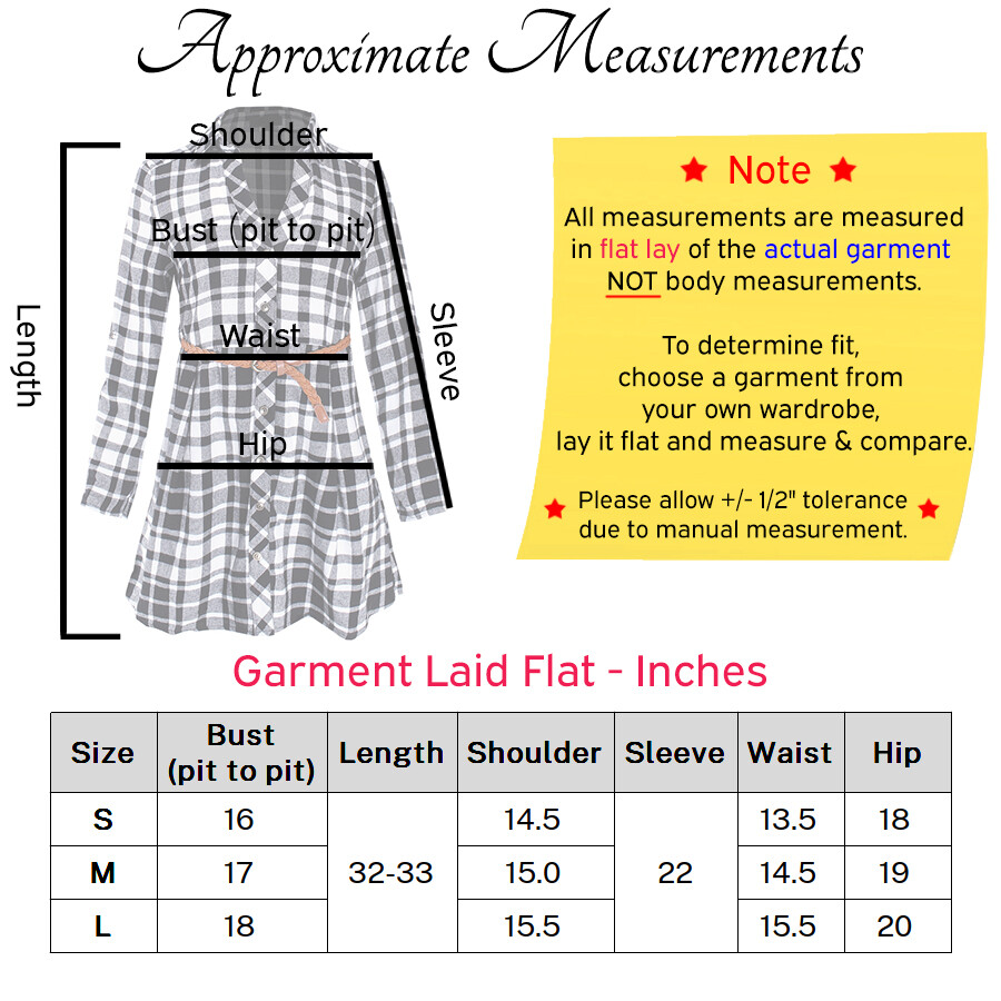 Women's Fit & Flare Plaid Button Up Shirt Dress with Belt