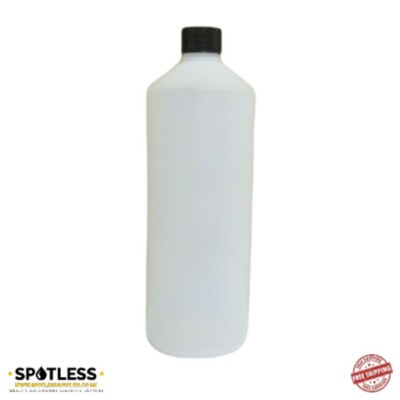 5 x 1L 1000ml HDPE FROSTED OPAQUE TRANSPARENT BOTTLES WITH BLACK CAP