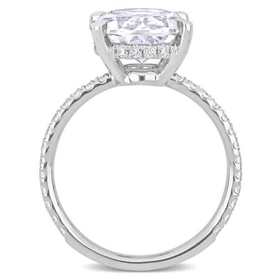 Pre-owned Amour 4 7/8 Ct Dew Oval Created Moissanite Engagement Ring In 10k White Gold