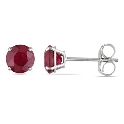 Pre-owned Amour Ruby Stud Earrings In 14k White Gold