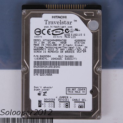 Free ship Hitachi 40 GB HDD 2.5'' 2 MB 4200 RPM HTS424040M9AT00 IDE Hard Disk