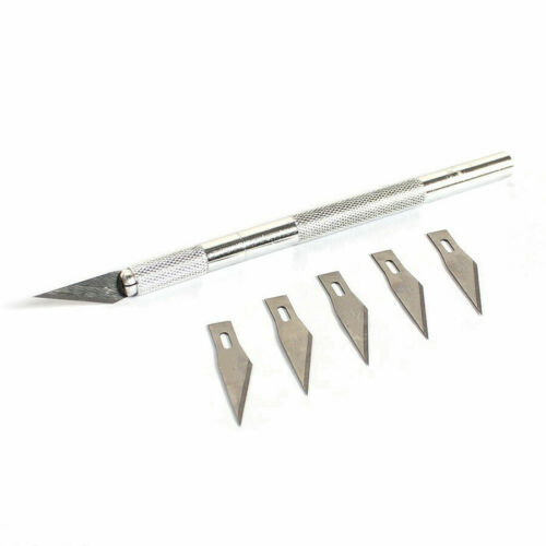 Bastelmesser mit 5 Ersatzklingen Skalpell Cutter Präzisions Messer Hobbymesser