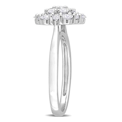 Pre-owned Amour 1 Ct Tw Diamond Cluster Engagement Ring In 10k White Gold