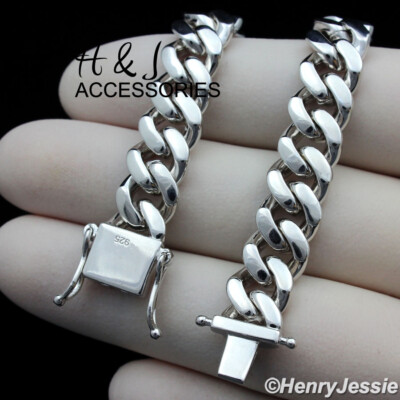 Pre-owned H&j Jewelry 24"men 925 Sterling Silver 7.5mm Plain Miami Cuban Curb Chain Necklaceasn20