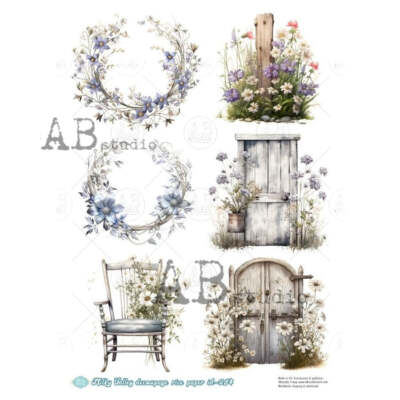 Floral Doors | A4 Rice Paper | Paper for Decoupage | Decoupage Central