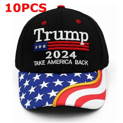 10pcs 2024 Trump Hat Take America Back MAGA Embroidery Adjustable Baseball Cap