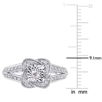 Pre-owned Amour 1/5 Ct Tw Diamond Vintage Split Shank Ring In 10k White Gold