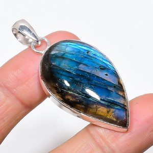 Labradorite Gemstone Handmade 925 Sterling Silver Jewelry Pendant 2.09" q751