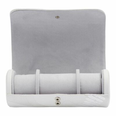 Wolf Designs 493401 Momento Mori White Triple Watch Roll with Jewelry Capsule
