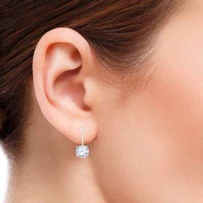 Pre-owned Maulijewels Igl Certified 1.25ct Diamond Dangle Leverback Earrings14k White Gold