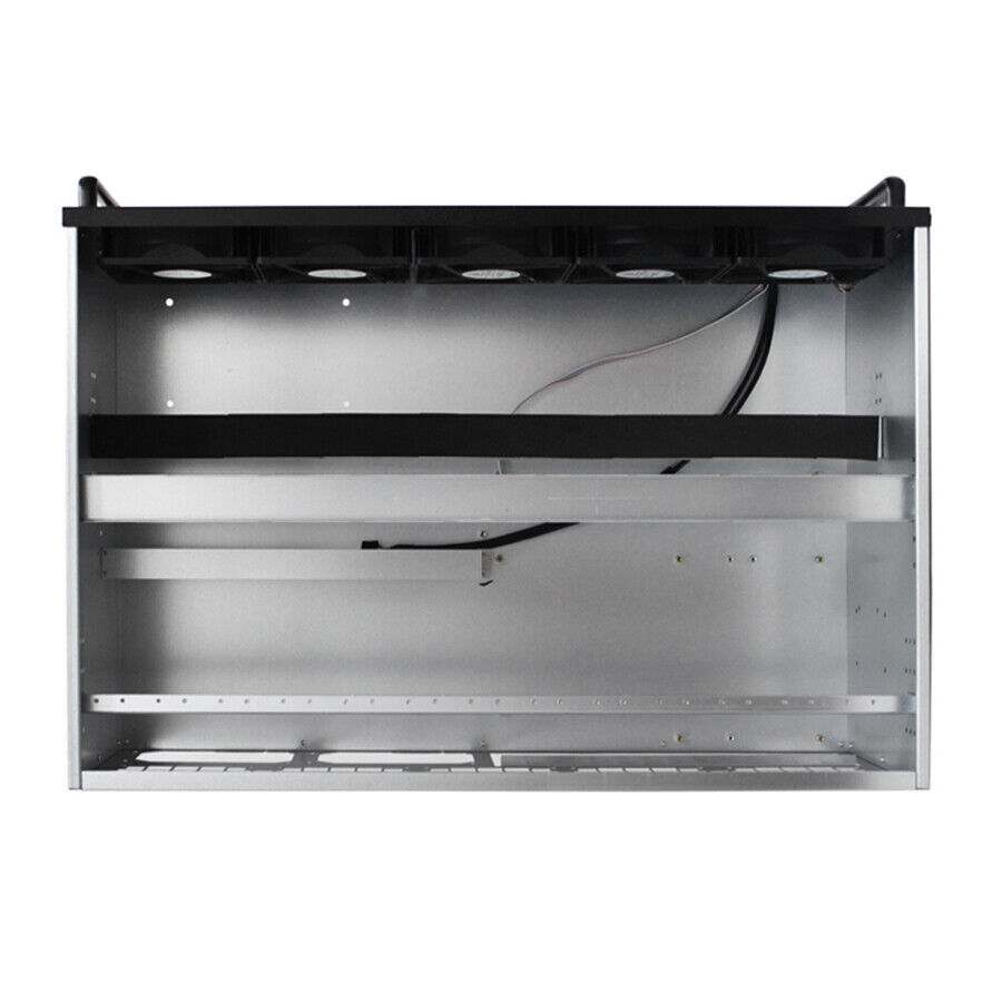 6U Mining Rig Frame Server Case Holder w/ 5Pcs Fan For ATX 12/13 GPU Coin Miner
