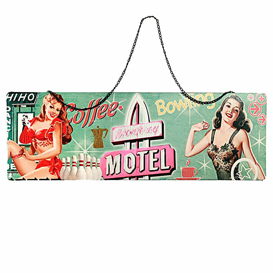 Metall Wand Schild MOTEL Blechschild Deko Hotel Bar Cafe Tafel Retro