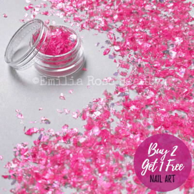 Nail Art Glitter Crushed Mylar Broken Glass Mirror Flakes Rainbow Summer Colours