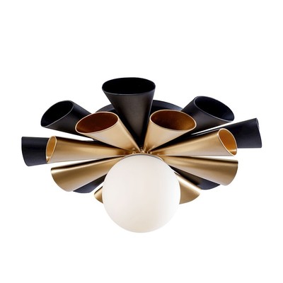 Varaluz Daphne 1 Lt 8'' Convertible Flush/Sconce, Black/Gold/Opal - 372S01SMBFG