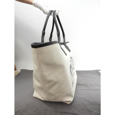 Balenciaga Large Tote Bag Denim Leather Black and White
