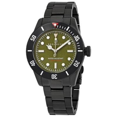 Brooklyn Watch Co. Мужские часы в горошек с зеленым циферблатом 306-D-88-BB-BLK