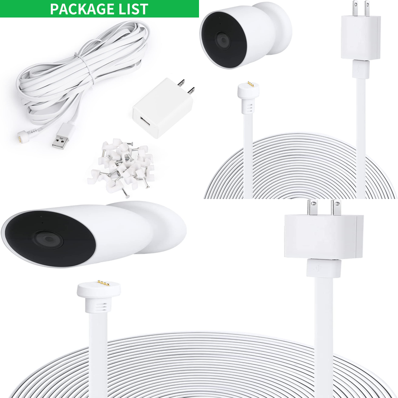 For Google Nest Cam Battery16.4ft/5m Weatherproof Charging Cable