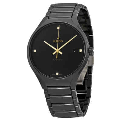 Pre-owned Rado True Black Dial Black Ceramic Men's Watch R27056712