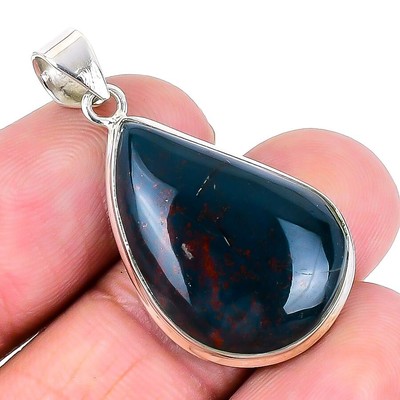 March Birth Bloodstone Stone Sterling Silver Anniversary Wedding Pendant Jewelry