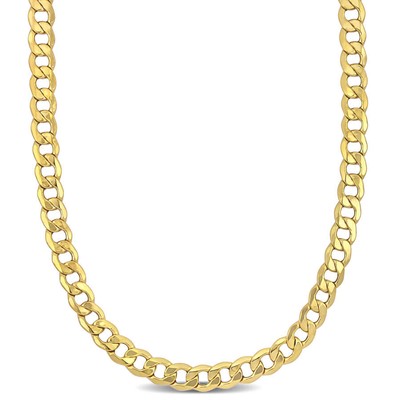AMOUR AMOUR MEN'S 20 INCH CURB LINK CHAIN NECKLACE IN 10K YELLOW GOLD (7 MM)