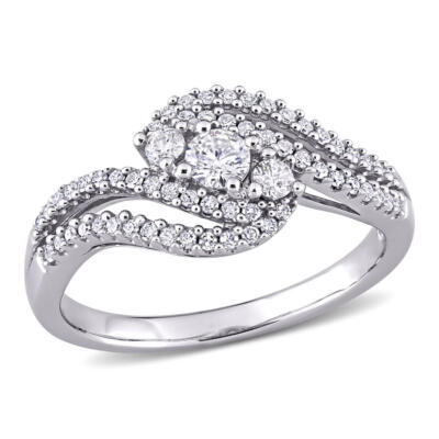 Pre-owned Amour 1/2 Ct Tw Diamond Bypass Ring In 10k White Gold