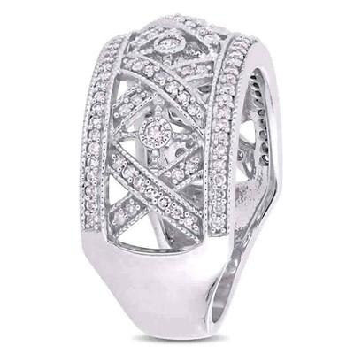 Pre-owned Amour 1/2 Ct Tw Diamond Filigree Ring In 10k White Gold In Check Description