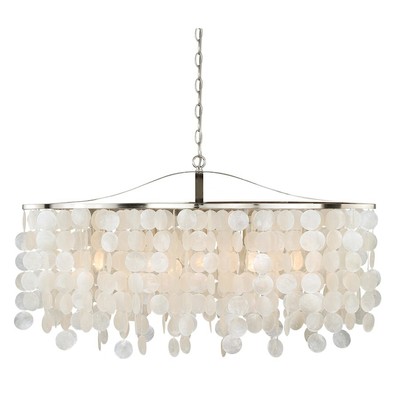 Vaxcel Elsa Capiz Shell 36' Pendant, Satin Nickel - P0140