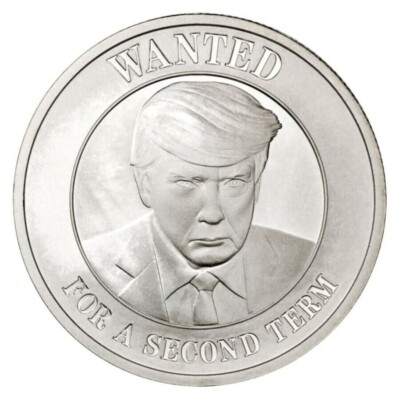 Trump WANTED for A Second Term mug Shot In Capsule MAGA 1 oz .999 silver NEW!