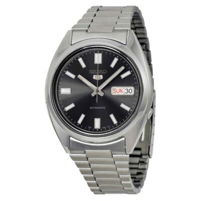 Seiko 5 Automatic Black Dial Silver Steel Band Case SNXS79K1 Men's Watch 30M