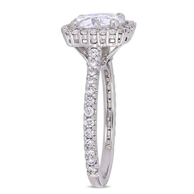 Pre-owned Amour 2 1/2 Ct Dew Moissanite Halo Engagement Ring In 10k White Gold In Check Description