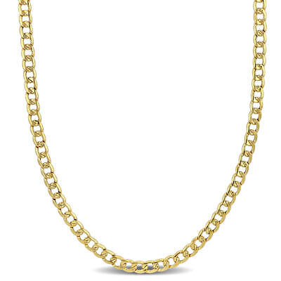 Pre-owned Amour 4mm Curb Link Chain Necklace In 14k Yellow Gold, 16 In