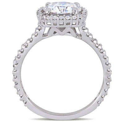Pre-owned Amour 2 1/2 Ct Dew Moissanite Halo Engagement Ring In 10k White Gold In Check Description