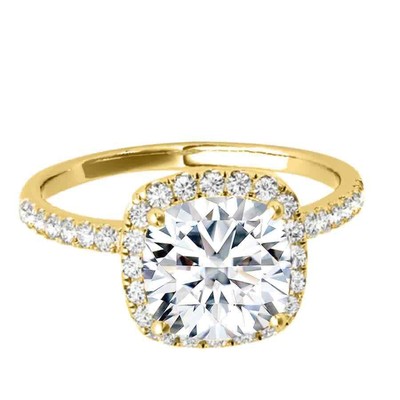 Pre-owned Maulijewels 14k Yellow Gold 1.75 Carat Cushion Cut Moissanite Diamond ( G-h/ Vs1